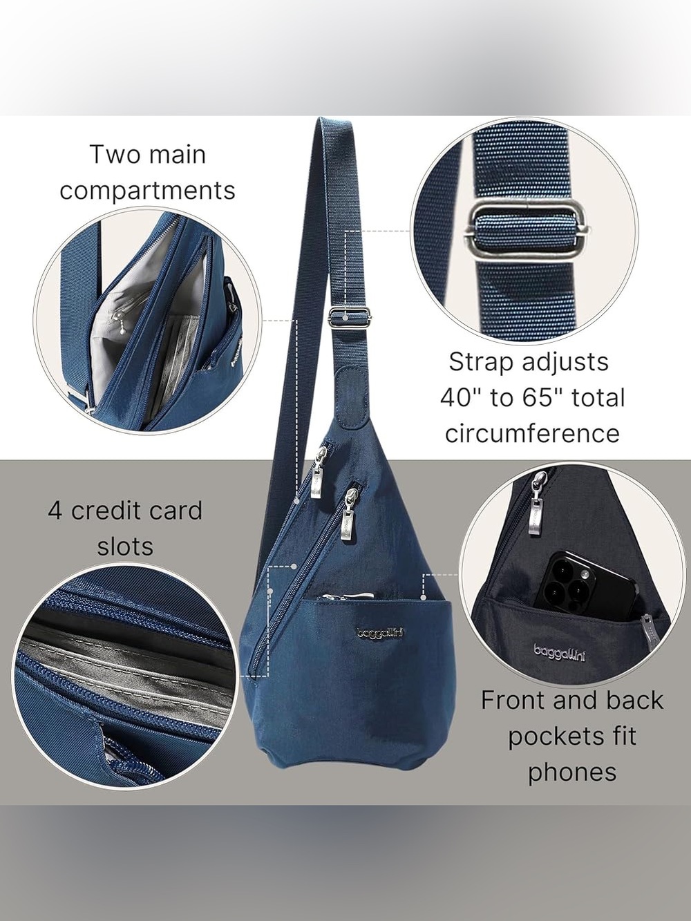 BAGGALLINI Mini Sling Bag in Blue - Picture 10 of 15